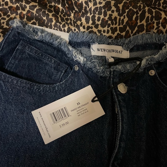 WeWoreWhat Frayed Indigo Denim Jeans - Picture 3 of 9